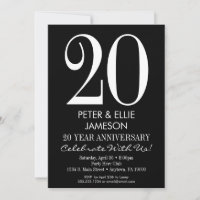 Black & White Modern Anniversary Invitations