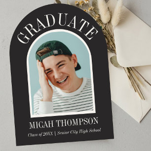 Black & White Modern Arch Grad Photo Announcement