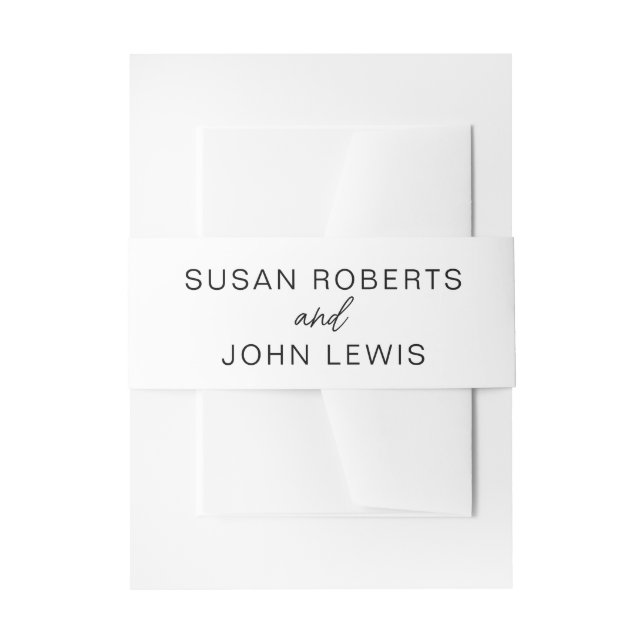 Black & White Modern Belly Band  Invitation Belly Band (Front Example)