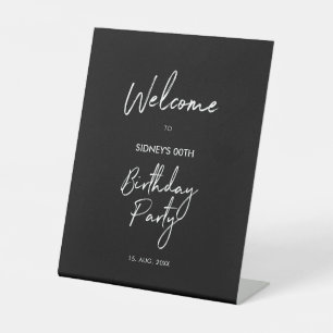Black & White Modern Birthday Party Welcome Sign