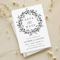 Black & White Modern Boho Wildflower Wedding Photo