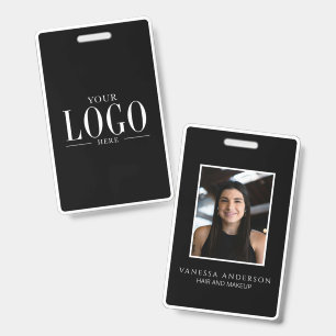 Black White Modern Business Logo Photo Salon Spa  ID Badge