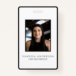 Black White Modern Business Logo Photo Salon Spa  ID Badge