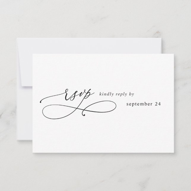 Black & White Modern Calligraphy 3 w Meal RSVP (Front)