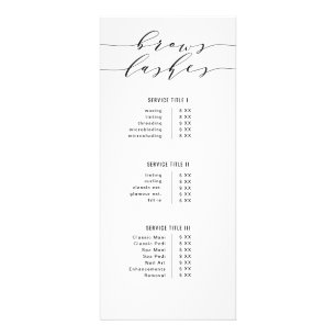Black & White Modern Calligraphy Brows & Lashes Rack Card