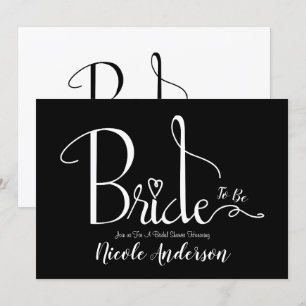 Black White Modern Chic Bride Bridal Shower Invitation