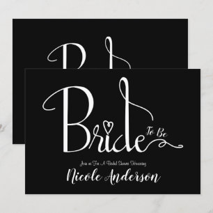Black White Modern Chic Bride Bridal Shower Invitation