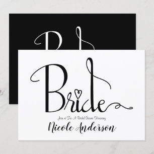 Black White Modern Chic Bride Bridal Shower Invitation