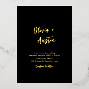 Black White Modern Chic Script Minimalist Wedding