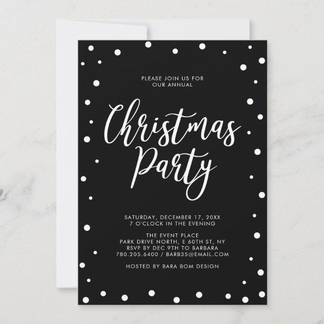 Black & White Modern Christmas Holiday Party Invitation (Front)