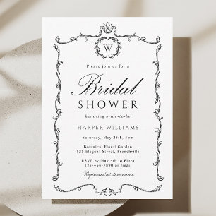 Black & White Modern Classic Frame Bridal Shower  Invitation
