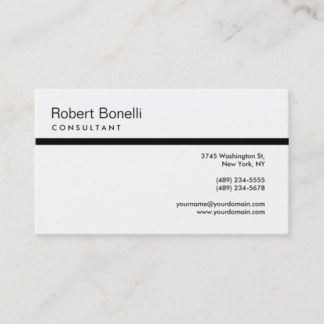 Black & White Modern Consultant Business Card (Front)