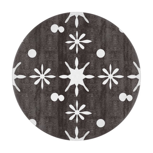Black White Modern Daisy Pattern Cutting Board (Front)