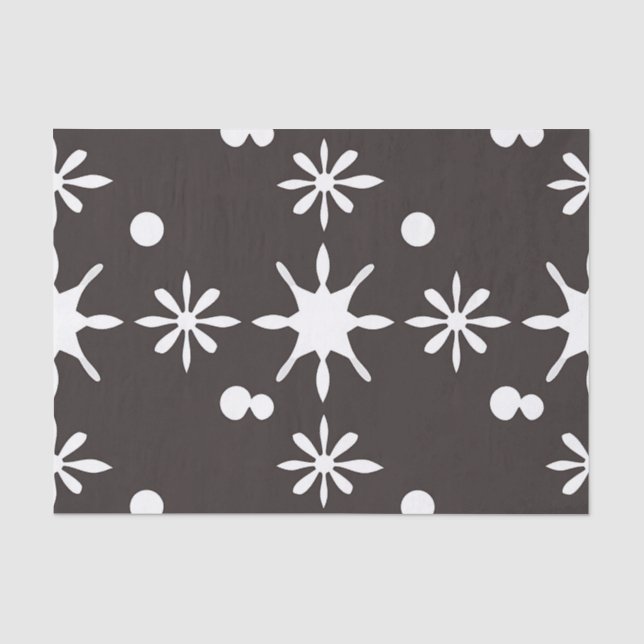 Black White Modern Daisy Pattern Tissue Paper (Front)