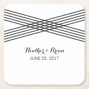 Black White Modern Deco Paper Coasters