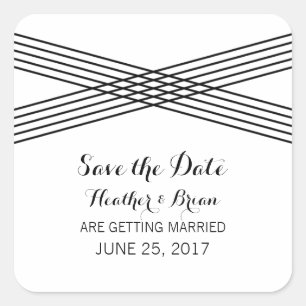 Black White Modern Deco Save the Date Stickers