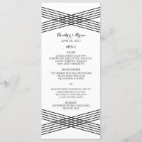 Black White Modern Deco Wedding Menu