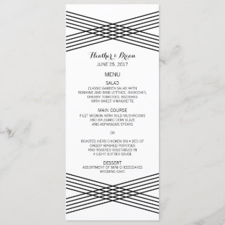 Black White Modern Deco Wedding Menu