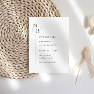 Black & White Modern Elegant Monogram Wedding Save The Date