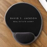 Black White Modern Elegant Professional Classy Gel Mouse Mat<br><div class="desc">Custom Luxury Executive Black and White Minimalist Business Mousepad (Mouse Pad) with white lettered typography for the monogrammed add your own name and profession or job title. The Business Professional Name Plate can be customised with your name and job title. Please contact the designer for customised matching items.</div>