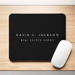 Black White Modern Elegant Professional Classy Mouse Mat<br><div class="desc">Custom Luxury Executive Black and White Minimalist Business Mousepad (Mouse Pad) with white lettered typography for the monogrammed add your own name and profession or job title. The Business Professional Name Plate can be customized with your name and job title. Please contact the designer for customized matching items.</div>