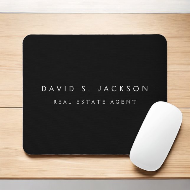 Black White Modern Elegant Professional Classy Mouse Mat (Creator Uploaded)
