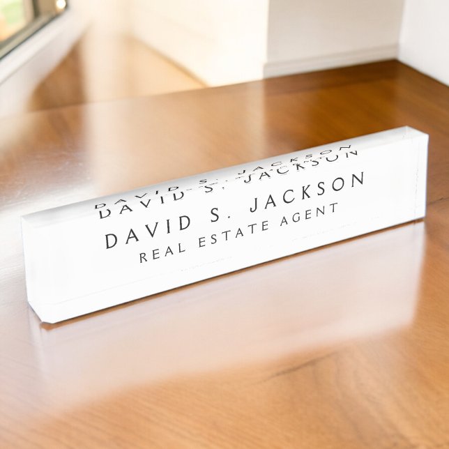 Black White Modern Elegant Professional Classy Nameplate (Creator Uploaded)