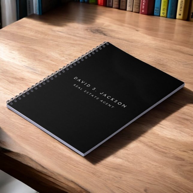 Black White Modern Elegant Professional Classy Notebook (Creator Uploaded)