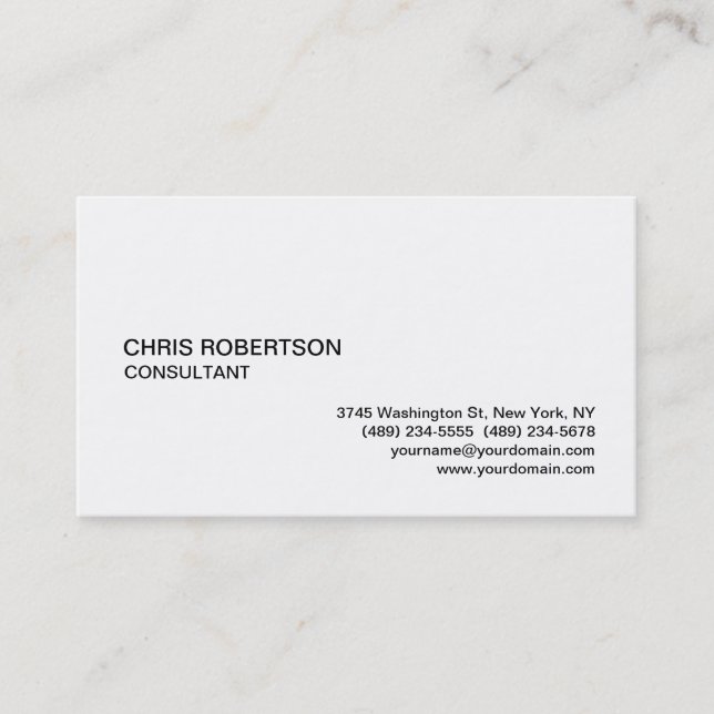 Black White Modern Elegant Standard Business Card (Front)