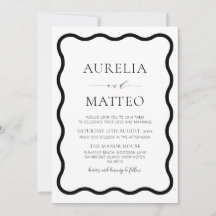 Black & White Modern Elegant Wavy Border Minimal