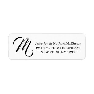 Black White Modern Felt Tip Script Monogram