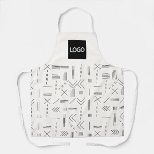 Black White Modern Geometric Business Logo Apron