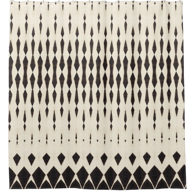 Black white modern geometric pattern shower curtain (Front)