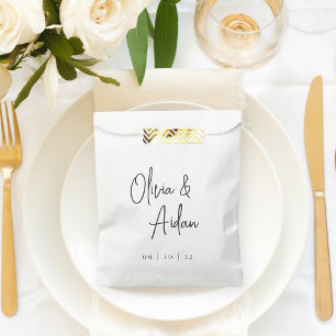 Black & White Modern Handwritten Script Wedding Favour Bags