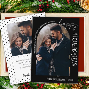 Black White Modern Happy Holidays Photo Card