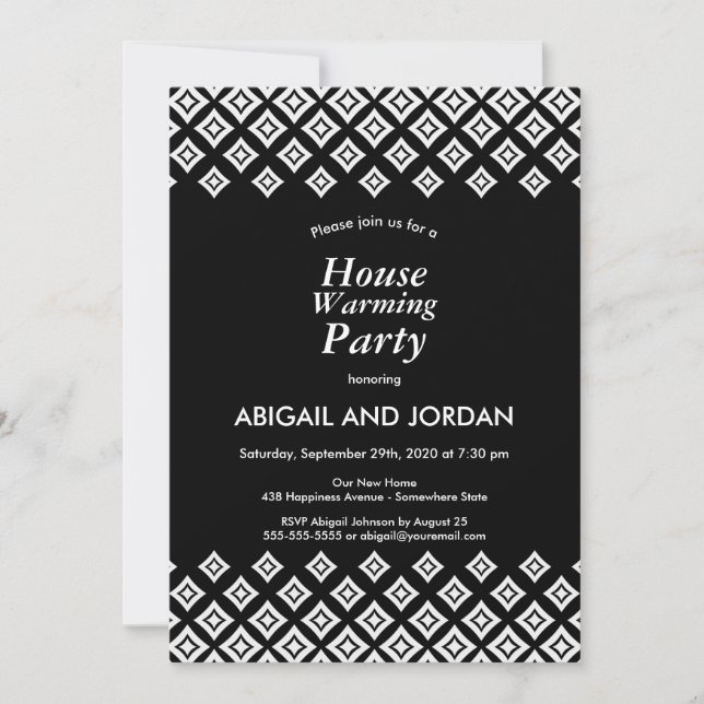 Black White Modern Housewarming Party Invitation (Front)