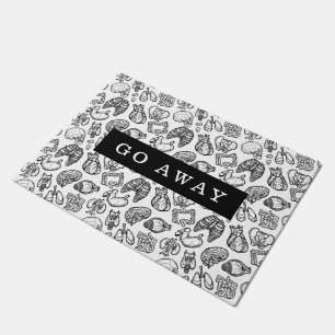 Black & White Modern Human Anatomy Sketch Custom Doormat