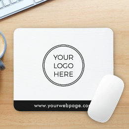 Black White Modern Minimal Business Logo Mouse Pad