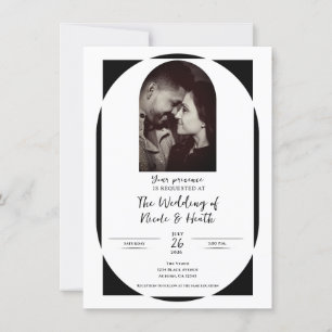 Black & White Modern Minimal Photo Wedding Invitation