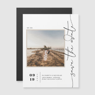 Black & White   Modern Minimal Save the Date Photo Magnetic Invitation