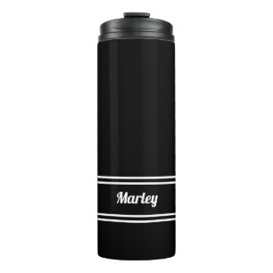 Black & White Modern Minimalist Classic Name Cute Thermal Tumbler