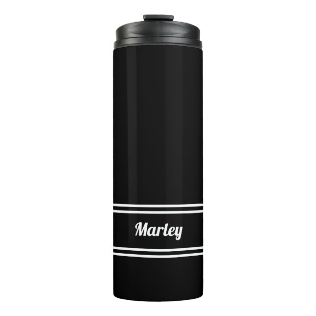 Black & White Modern Minimalist Classic Name Cute Thermal Tumbler (Front)