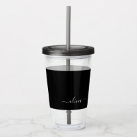 Black White Modern Minimalist Elegant Monogram
