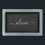 Black White Modern Minimalist Elegant Monogram Belt Buckle<br><div class="desc">Introducing our Black and White Minimalist Modern Monogram Collection: Embrace simplicity and sophistication with our minimalist designs, curated to elevate your style effortlessly. Crafted with a keen eye for modern aesthetics, this collection features sleek black and white designs accentuated by personalised monograms. From chic stationery to versatile accessories, our collection...</div>