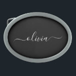 Black White Modern Minimalist Elegant Monogram Belt Buckle<br><div class="desc">Introducing our Black and White Minimalist Modern Monogram Collection: Embrace simplicity and sophistication with our minimalist designs, curated to elevate your style effortlessly. Crafted with a keen eye for modern aesthetics, this collection features sleek black and white designs accentuated by personalised monograms. From chic stationery to versatile accessories, our collection...</div>
