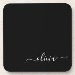 Black White Modern Minimalist Elegant Monogram Coaster<br><div class="desc">Introducing our Black and White Minimalist Modern Monogram Collection: Embrace simplicity and sophistication with our minimalist designs, curated to elevate your style effortlessly. Crafted with a keen eye for modern aesthetics, this collection features sleek black and white designs accentuated by personalized monograms. From chic stationery to versatile accessories, our collection...</div>