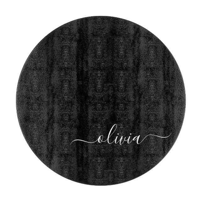 Black White Modern Minimalist Elegant Monogram Cutting Board (Front)