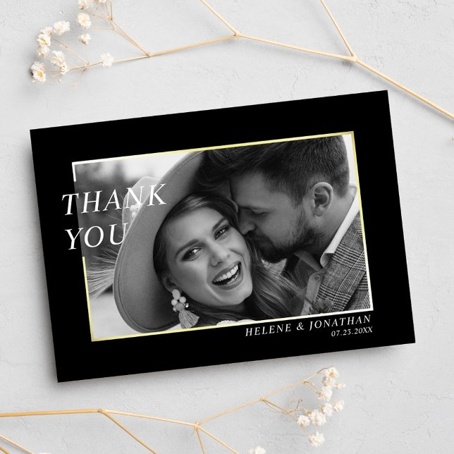 Black White Modern Minimalist Elegant Wedding Thank You Card (Black White Modern Minimalist Elegant Wedding Thank You Card)