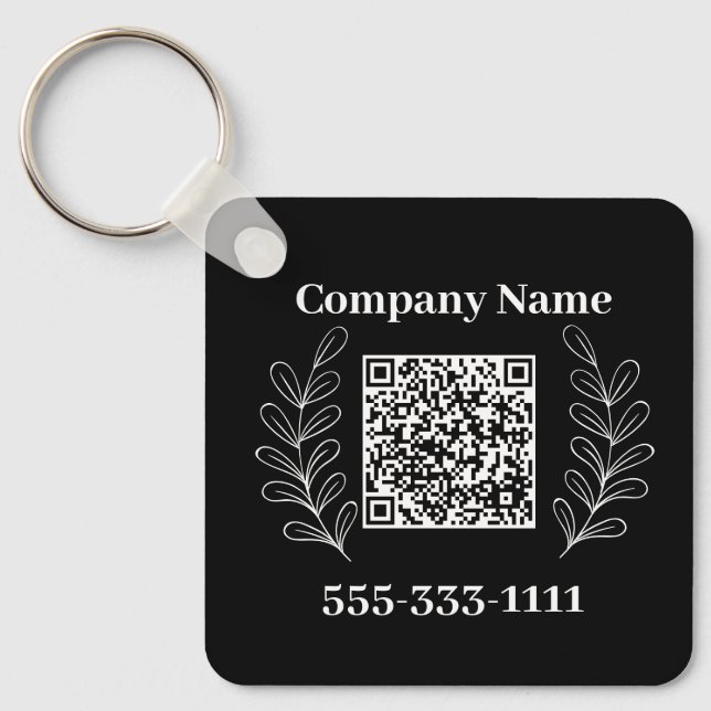Black&white Modern Minimalist Logo Key Ring (Front)