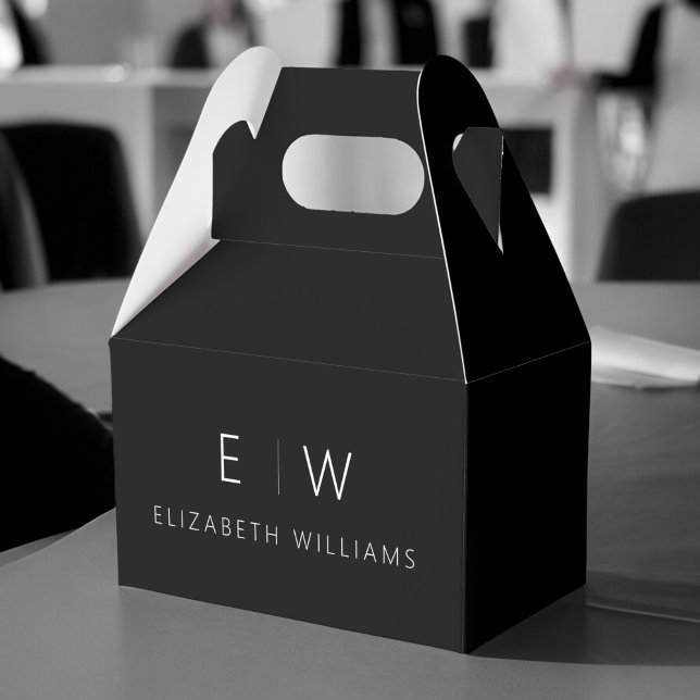 Black White Modern Minimalist Monogram Name Favour Box (Creator Uploaded)